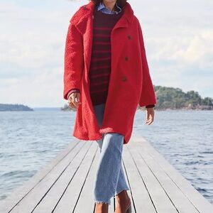 LOFT Curly Funnel Neck Coat NWT